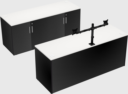 Parallel desk with credenza