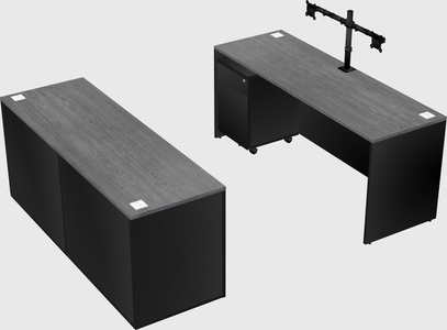 Parallel desk with credenza