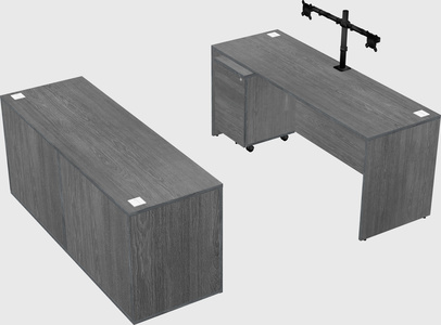 Parallel desk with credenza