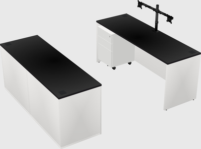 Parallel desk with credenza