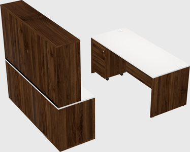 Parallel desk with credenza