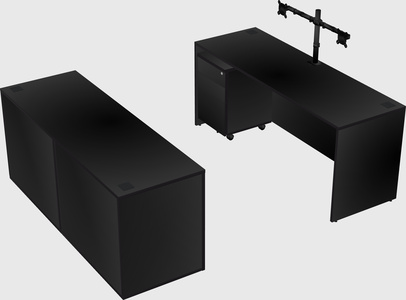 Parallel desk with credenza