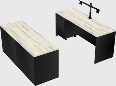 Parallel desk with credenza