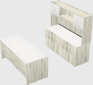 Parallel desk with credenza