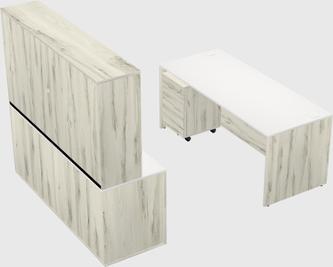Parallel desk with credenza
