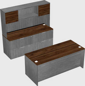 Parallel desk with credenza