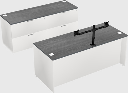 Parallel desk with credenza