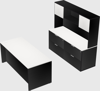 Parallel desk with credenza
