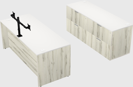 Parallel desk with credenza