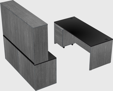 Parallel desk with credenza