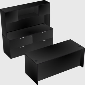 Parallel desk with credenza