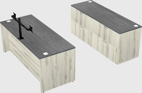 Parallel desk with credenza