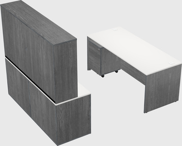 Parallel desk with credenza