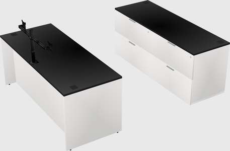 Parallel desk with credenza