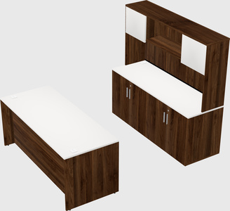 Parallel desk with credenza