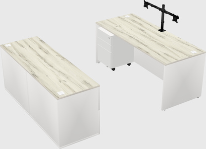 Parallel desk with credenza