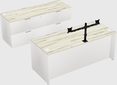 Parallel desk with credenza