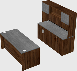 Parallel desk with credenza