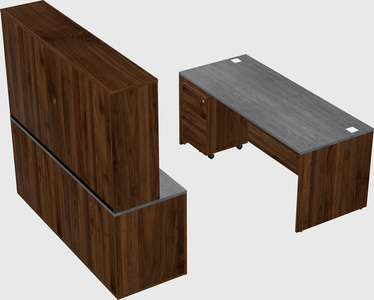 Parallel desk with credenza