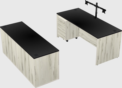 Parallel desk with credenza