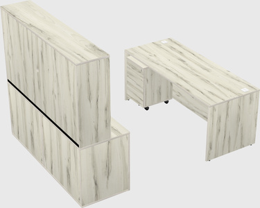 Parallel desk with credenza