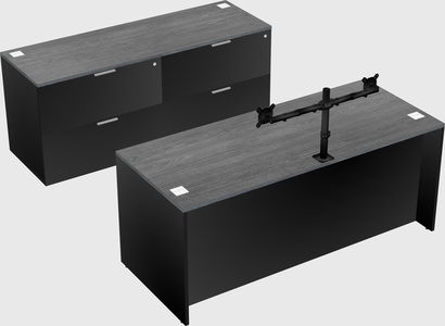 Parallel desk with credenza