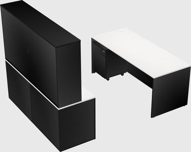 Parallel desk with credenza