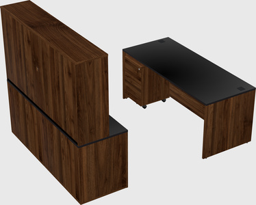 Parallel desk with credenza