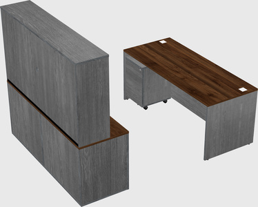 Parallel desk with credenza