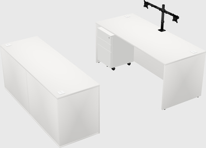 Parallel desk with credenza