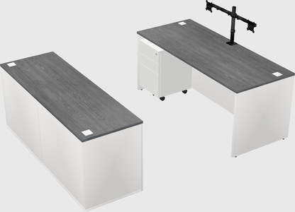 Parallel desk with credenza