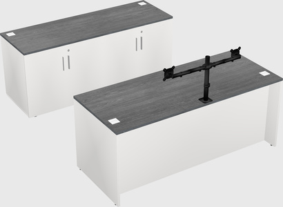 Parallel desk with credenza