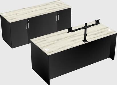 Parallel desk with credenza