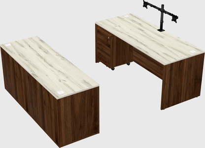Parallel desk with credenza