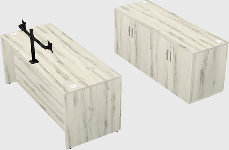 Parallel desk with credenza