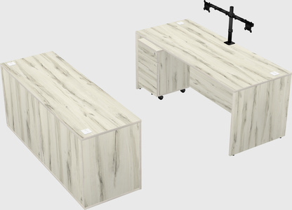 Parallel desk with credenza
