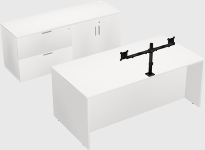 Parallel desk with credenza