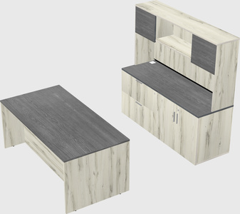 Parallel desk with credenza