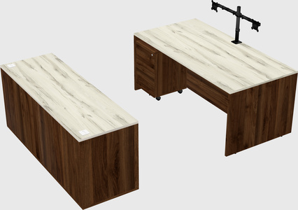 Parallel desk with credenza