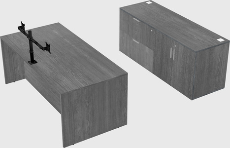 Parallel desk with credenza