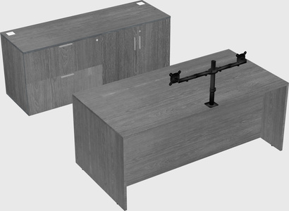 Parallel desk with credenza
