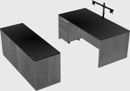 Parallel desk with credenza