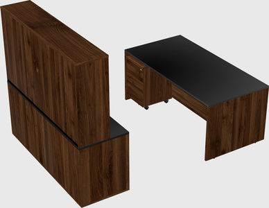Parallel desk with credenza