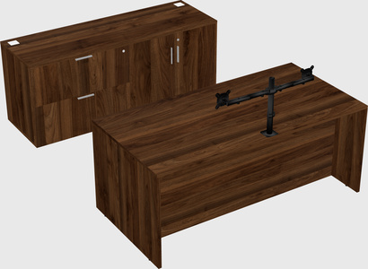 Parallel desk with credenza
