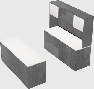Parallel desk with credenza