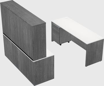 Parallel desk with credenza