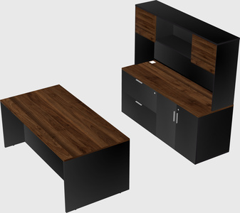 Parallel desk with credenza