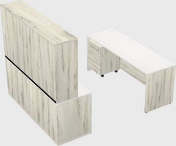 Parallel desk with credenza