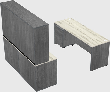 Parallel desk with credenza
