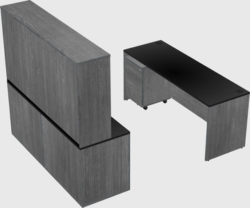 Parallel desk with credenza